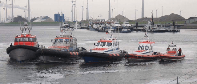 Afbeelding KNRM. Verschillende boten in de vloot. Voorbeeld van nieuwe reddingsboten.